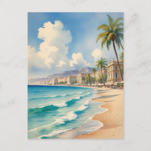 Vintage Style Monte Carlo Beach Travel Holiday Postcard
