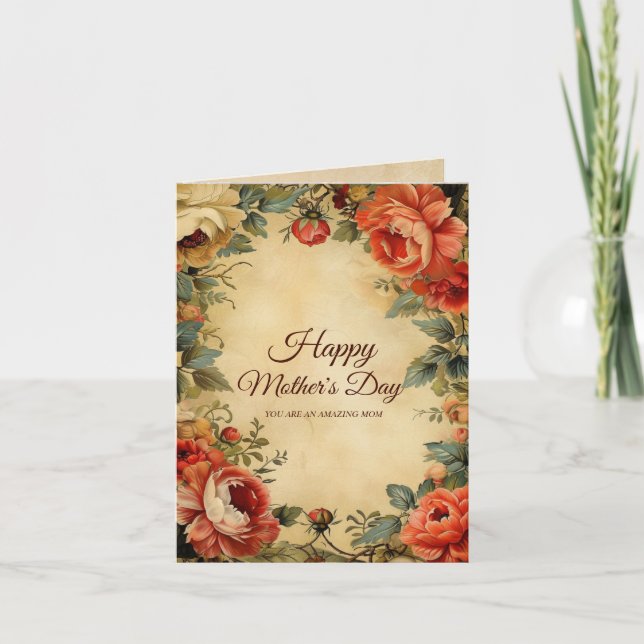 Vintage Style Mother's Day Thank You Card (Front)