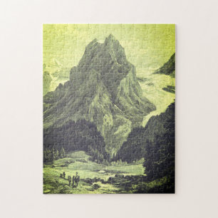 Vintage Style Mountain Peak Illustration Puzzle