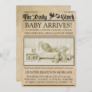 Vintage Style Newsletter Birth Announcement