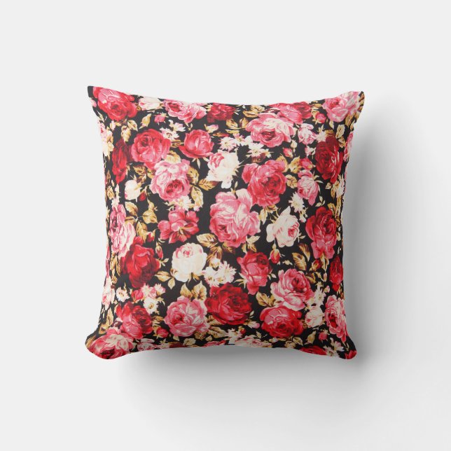 Vintage style of tapestry flowers fabric pattern cushion (Front)