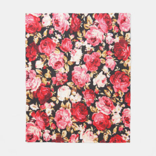 Vintage style of tapestry flowers fabric pattern fleece blanket