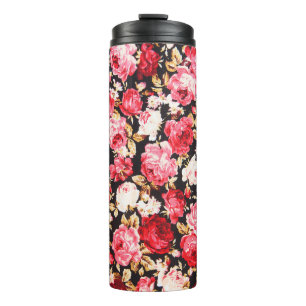 Vintage style of tapestry flowers fabric pattern thermal tumbler