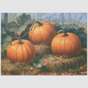 Vintage Style Oil Painting Pumpkins Farm Tissue Paper