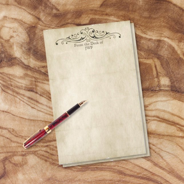 Vintage Style Old Parchment Personalised Monogram Stationery (Creator Uploaded)