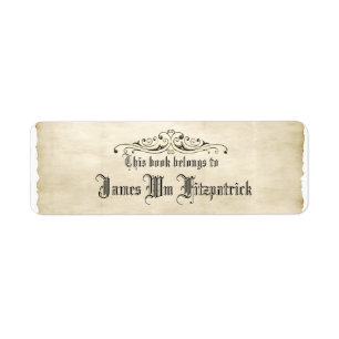 Vintage Style Old Parchment with Name Book Label Return Address Label