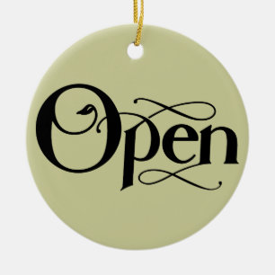 Vintage Style Open Closed Sign Ceramic Tree Decoration