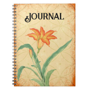 Vintage Style Orange Lily Flower Journal