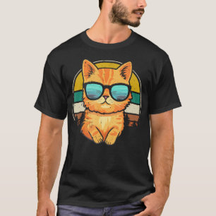 Vintage Style Orange Tabby Cat Friendly Wearing Su T-Shirt