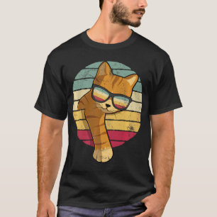 Vintage Style Orange Tabby Cat Wearing Sunglasses T-Shirt