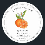 Vintage style Oranges on white Jam jar Classic Round Sticker<br><div class="desc">Elegant Personalised hand painted watercolor vintage style Orange marmalade label on white background. Use for your homemade jam's or anything you choose. Makes great gift. Fill your information on label and enjoy.</div>