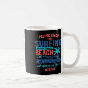 Vintage Style Pacific Beach California Surfing Coffee Mug