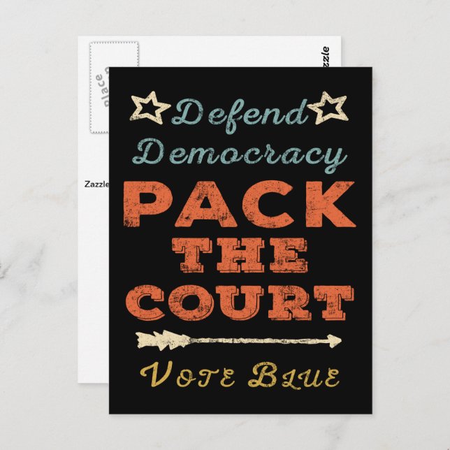 Vintage Style Pack the Court, Defend Democracy Postcard (Front/Back)