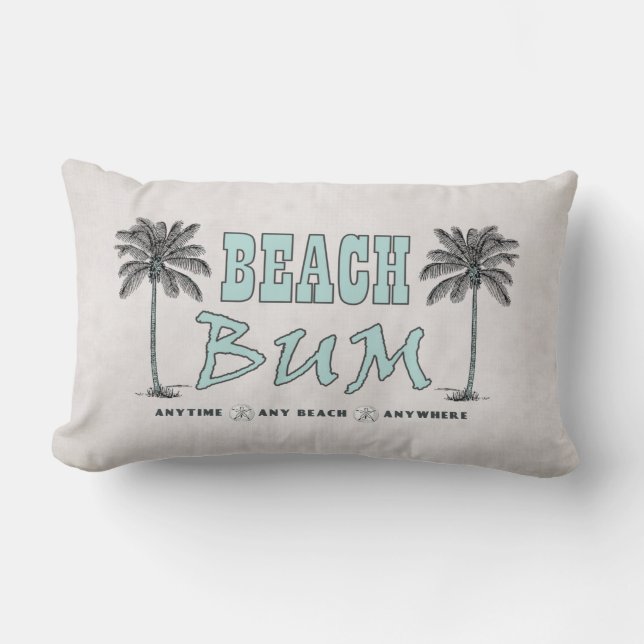 Vintage Style Palm Trees Beach Bum Lumbar Cushion (Front)
