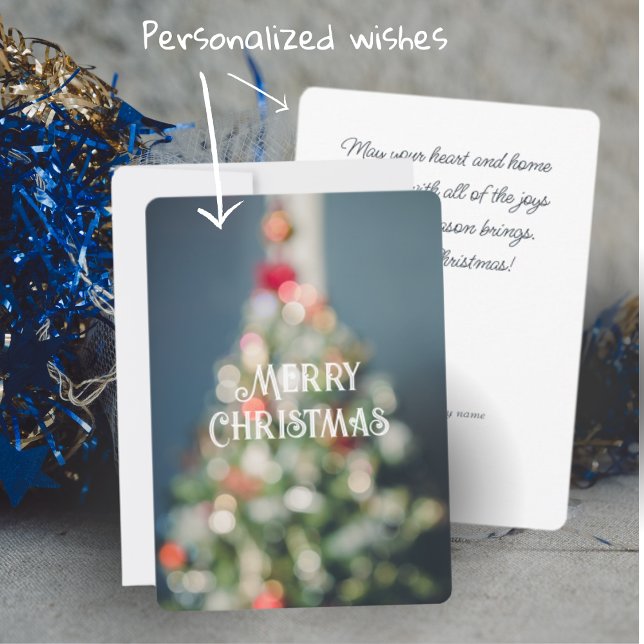 Vintage style pastel blue Christmas tree Holiday Card (Creator Uploaded)