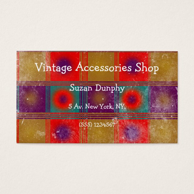 Vintage style pattern, red, mustard, purple, blue. (Front)