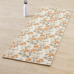 Vintage-style Peach Blossom Floral Patterned Yoga Mat