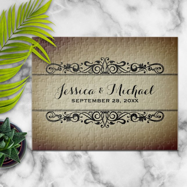 Vintage Style Personalised Wedding Anniversary Jigsaw Puzzle (Creator Uploaded)