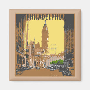 Vintage Style Philadelphia City Hall Magnet