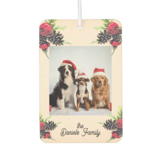 Vintage Style Pine Cone & Berries Christmas Photo  Car Air Freshener