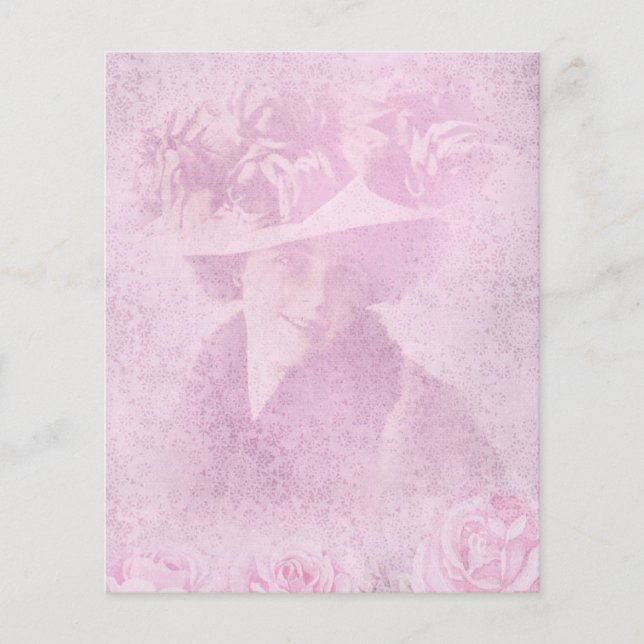 Vintage Style Pink Floral Scrapbook Ephemera (Front)