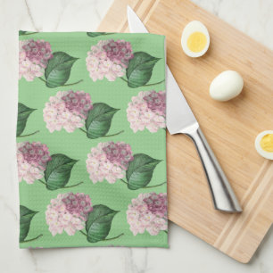 Vintage Style Pink Hydrangea Kitchen Towel