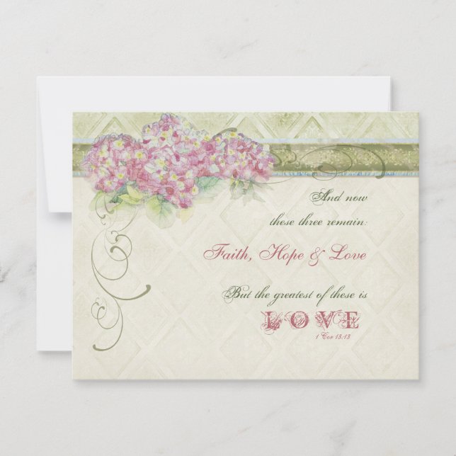 Vintage Style Pink Hydrangea - RSVP Response Card (Front)