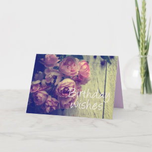 Vintage Style Pink Roses Card