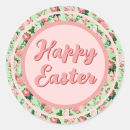 Vintage Style Pink Roses Classic Round Sticker