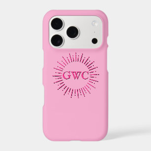 Vintage Style Pink Sun Burst Custom Monogram
