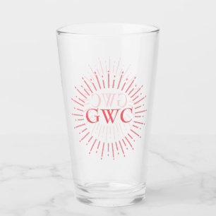 Vintage Style Pink Sunburst Custom Monogram Glass