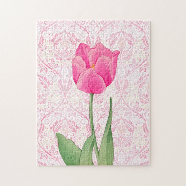 Vintage Style Pink Tulip Puzzle (Vertical)