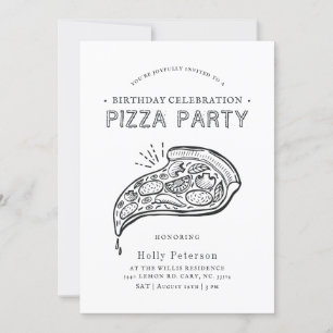 Vintage Style Pizza Party Birthday Celebration Invitation