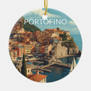 Vintage Style Portofino Genova Italy Ceramic Ornament