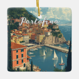 Vintage Style Portofino Genova Italy Ceramic Ornament