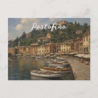 Vintage Style Portofino Genova Italy Holiday Postcard