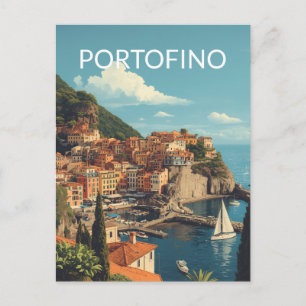 Vintage Style Portofino Genova Italy Holiday Postcard