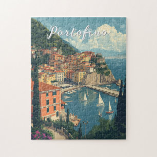 Vintage Style Portofino Genova Italy Jigsaw Puzzle