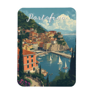 Vintage Style Portofino Genova Italy Magnet
