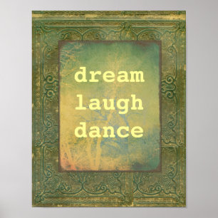 vintage style poster dream laugh dance & photo art
