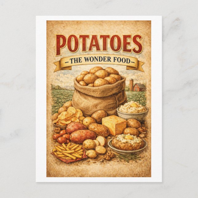 Vintage-Style Potato Advertisement Postcard (Front)