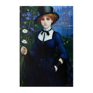 Vintage Style Pretty Dark Academy Girl Portrait Acrylic Print