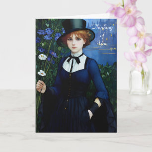 Vintage Style Pretty Dark Academy Girl Portrait Card