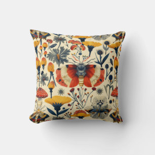 Vintage style print with moths and butterflies, wi cushion