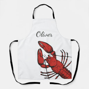 Vintage style red lobster design apron