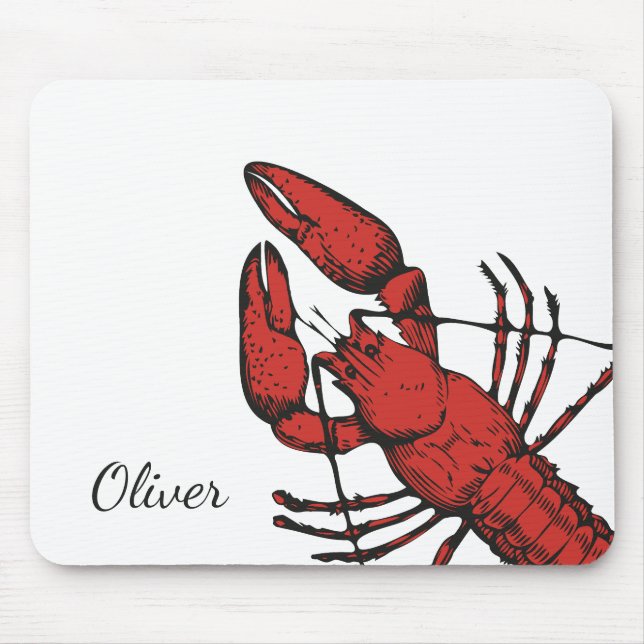 Vintage style red lobster design mouse pad (Front)