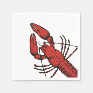Vintage style red lobster design napkin