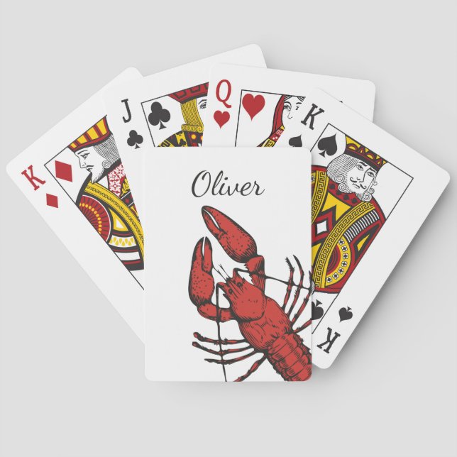 Vintage style red lobster design playing cards (Back)