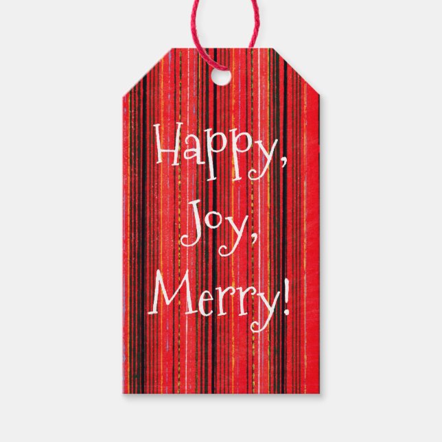 Vintage Style Red Stripe Christmas Gift Tag  (Front)
