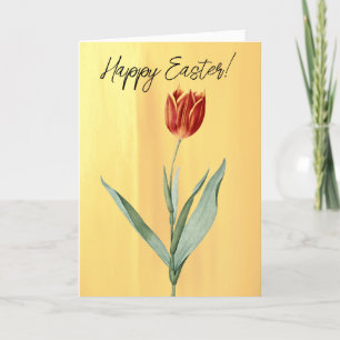 Vintage Style Red Tulip Flower Easter Card